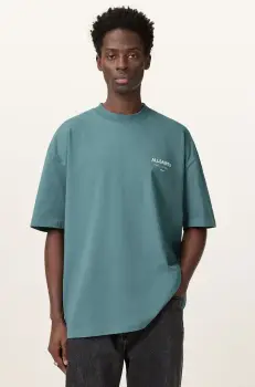 AllSaints tricou din bumbac UNDERGROUND barbati, cu imprimeu, M071PB imagine