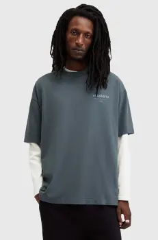 AllSaints tricou din bumbac UNDERGROUND barbati, cu imprimeu, M071PB imagine