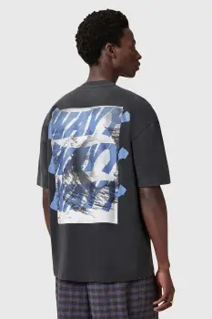 AllSaints tricou din bumbac WAVY culoarea negru, cu imprimeu, M063PC imagine