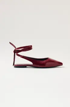 Alohas balerini de piele Ribbon culoarea bordo, cu toc deschis, S100773-01 imagine