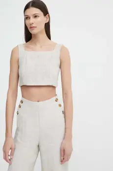 Alohas bluza din in culoarea bej, melanj imagine