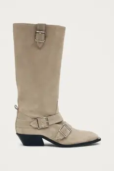 Alohas cizme din piele intoarsa Ryder culoarea bej, cu toc drept, S100851.01 imagine