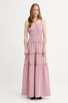 Alohas rochie din bumbac Masami culoarea roz, maxi, evazati, R100944 imagine