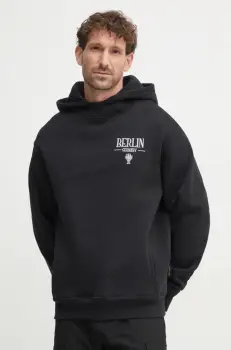 Alpha Industries bluza barbati, culoarea negru, cu gluga, cu imprimeu, 148340 imagine