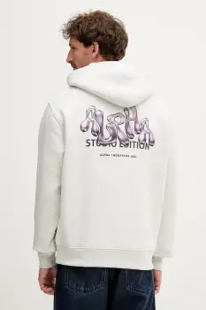 Alpha Industries bluza culoarea gri, cu gluga, cu imprimeu, 156339.752 imagine