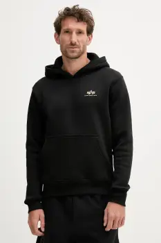 Alpha Industries bluza culoarea negru, cu gluga, uni, 148347.533 imagine