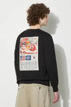 Alpha Industries bluza USN Blood Chit barbati, culoarea negru, cu imprimeu, 136300 imagine