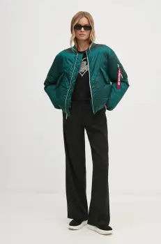 Alpha Industries geaca femei, culoarea turcoaz, de iarna, oversize, 148004 imagine