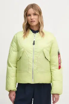 Alpha Industries geaca femei, culoarea verde, de iarna, oversize, 148004 imagine