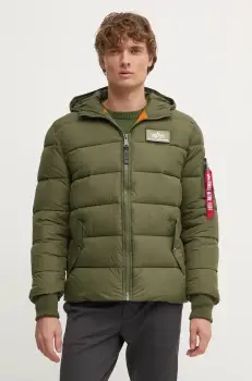 Alpha Industries geaca Hooded Puffer Alpha FD barbati, culoarea verde, de iarna 118113.257-green imagine