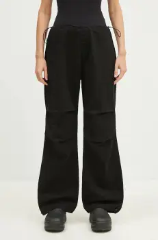 Alpha Industries pantaloni Cargo Jogger Pant femei, culoarea negru, lat, high waist, 148024 imagine