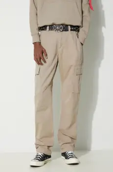 Alpha Industries pantaloni de bumbac Agent Pant culoarea bej, cu fit cargo, 158205 imagine