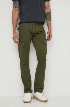 Alpha Industries pantaloni de bumbac Agent Pant culoarea verde, drept 158205.142-green imagine