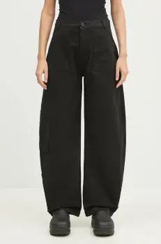 Alpha Industries pantaloni de bumbac Field Pant culoarea negru, lat, high waist, 148021 imagine