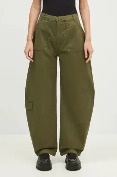 Alpha Industries pantaloni de bumbac Field Pant culoarea verde, lat, high waist, 148021 imagine