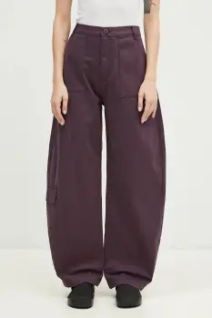 Alpha Industries pantaloni de bumbac Field Pant culoarea violet, lat, high waist, 148021 imagine