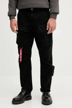 Alpha Industries pantaloni de bumbac pantaloni cargo negri pentru barbati 148207.03 imagine