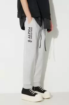 Alpha Industries pantaloni de trening culoarea gri, cu imprimeu imagine