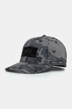 Alpha Industries sapca de baseball din bumbac VLC Cap Camo culoarea gri, modelator, 168903C imagine