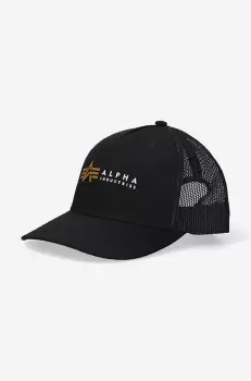Alpha Industries sapca Trucker Cap culoarea negru, cu imprimeu 106901.03-black imagine