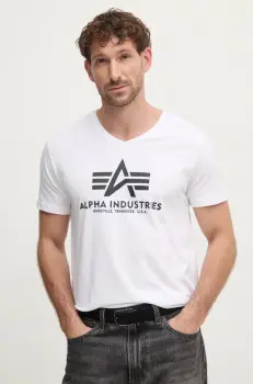Alpha Industries tricou barbati, culoarea alb, cu imprimeu, 106512 imagine