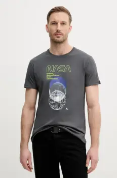 Alpha Industries tricou din bumbac barbati, culoarea gri, cu imprimeu, 146510 imagine