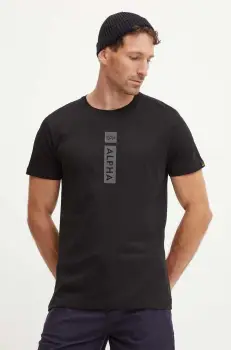 Alpha Industries tricou din bumbac barbati, culoarea negru, cu imprimeu, 146509 imagine