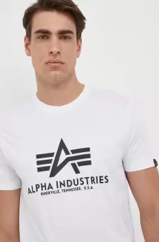 Alpha Industries tricou din bumbac culoarea alb, cu imprimeu imagine