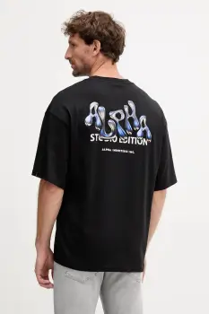 Alpha Industries tricou din bumbac culoarea negru, cu imprimeu, 156553.03 imagine