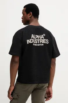 Alpha Industries tricou din bumbac culoarea negru, cu imprimeu, 258502.03 imagine
