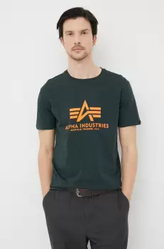 Alpha Industries tricou din bumbac culoarea verde, cu imprimeu imagine