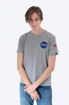 Alpha Industries tricou din bumbac Koszulka Alpha Industries 176507 17 culoarea gri, cu imprimeu 176507.17-grey imagine