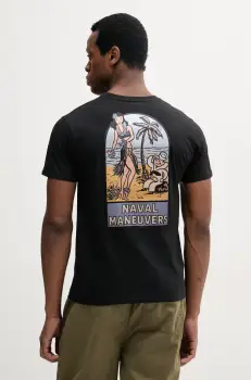 Alpha Industries tricou din bumbac Naval T BP barbati, culoarea negru, cu imprimeu, 156536 imagine