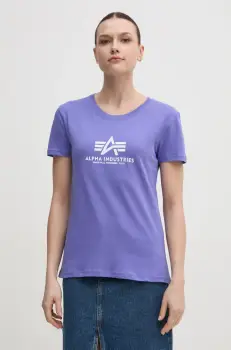 Alpha Industries tricou din bumbac New Basic T Wmn femei, culoarea violet, 196051 imagine