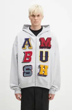 AMBUSH bluza Zip Up Sweatshirt barbati, culoarea gri, cu gluga, cu imprimeu, BMBE003F24FLE0020505 imagine