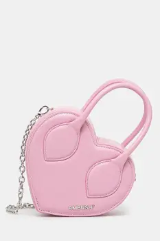 AMBUSH geanta de piele Heart Top Handle Bag culoarea roz, 12115033 imagine