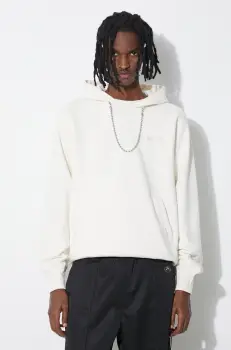 AMBUSH hanorac de bumbac Ballchain barbati, culoarea bej, cu gluga, cu imprimeu, BMBB001S24FLE imagine