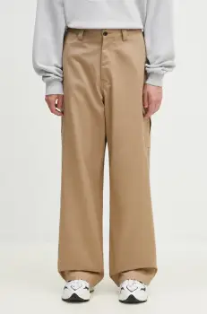 AMBUSH pantaloni de bumbac Travertine culoarea bej, drept, BMCF003F24FAB0016100 imagine
