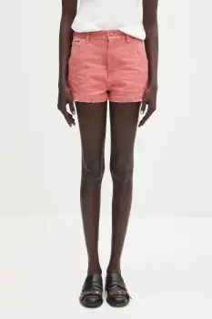 AMBUSH pantaloni scurti jeans Canvas Short Pants culoarea roz, uni, high waist, 12115383 imagine