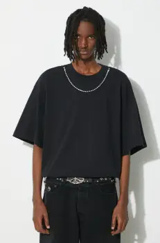 AMBUSH tricou din bumbac Ballchain barbati, culoarea negru, neted, BMAA001S24JER imagine