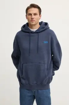 American Vintage bluza barbati, culoarea albastru marin, cu gluga, cu imprimeu, MDOV03BE25 imagine