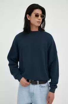 American Vintage bluza barbati, culoarea albastru marin, neted imagine