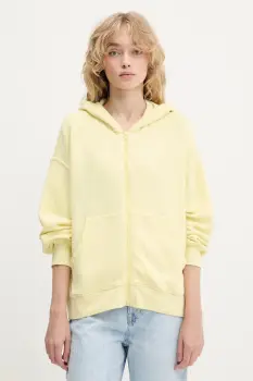 American Vintage bluza culoarea galben, cu gluga, uni, YTI03AE25 imagine