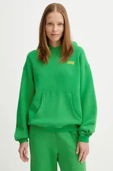 American Vintage bluza culoarea verde, cu gluga, uni, IZU03D imagine