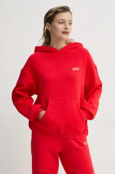 American Vintage bluza femei, culoarea rosu, cu gluga, cu imprimeu, IZU03DE25 imagine