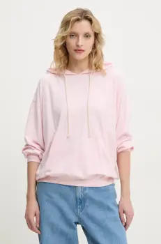 American Vintage bluza femei, culoarea roz, cu gluga, melanj, YPA03AE25 imagine