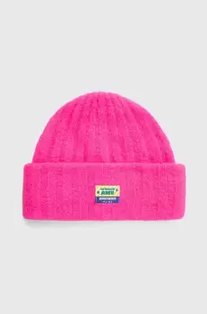 American Vintage caciula de lana culoarea roz, de lana, din tricot gros imagine