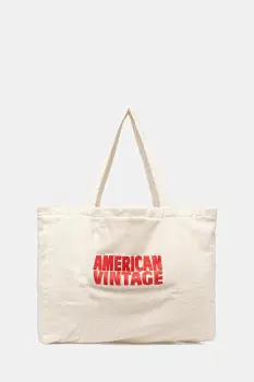 American Vintage geanta de bumbac culoarea bej, BOBY27A imagine