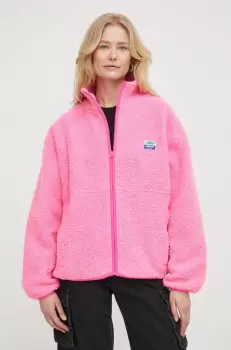 American Vintage hanorac fleece culoarea roz, cu imprimeu imagine