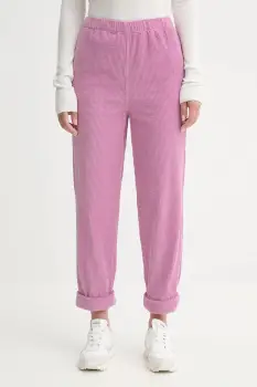 American Vintage pantaloni de catifea cord culoarea gri, drept, high waist, PADO137 imagine